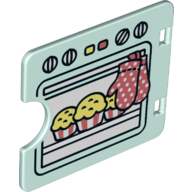 Duplo Door / Window with Cutout (Semi Oval) with Oven Door and Muffins Print Light Aqua