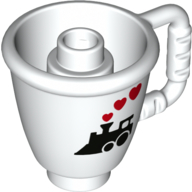 Duplo Cone / Ice Cup with Black Train and Red Heart Steam Clouds Print Weiß