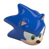 Minifig Head Special, Sonic the Hedgehog with Green Eyes, Tan Face and Ears, Black Nose and Smirk Print Blau