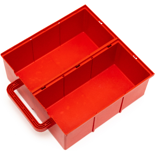 Storage Bin, with Handle and Slots for Six Compartments Rot