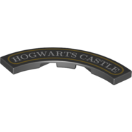 Tile 4 × 4 Curved, Macaroni with 'Hogwarts Castle' print Black