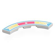 Tile 4 × 4 Curved, Macaroni with Medium Azure Border, Coral Rectangle with Star, Yellow Stripes print Weiß