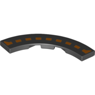 Tile 4 × 4 Curved, Macaroni with Bright Orange Dotted Line print Black