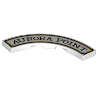 Tile 4 × 4 Curved, Macaroni with 'AURORA POINT' print White