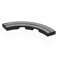 Tile 4 × 4 Curved, Macaroni with Silver Stripes print Schwarz