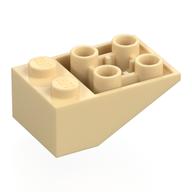 Brick Sloped Inverted 33° 3 × 2, Connections between Studs, Round Bottom Pin Beige
