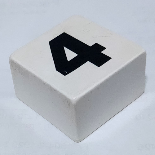 Duplo Tile 2 × 2 × 1 with '4' Print White