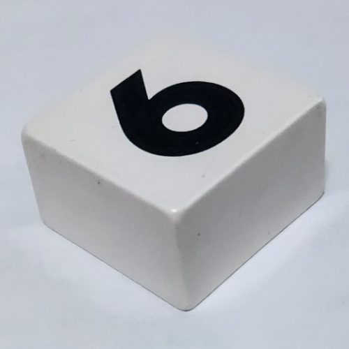 Duplo Tile 2 × 2 × 1 with '6' Print White