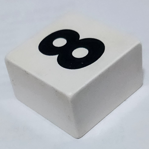 Duplo Tile 2 × 2 × 1 with '8' Print White