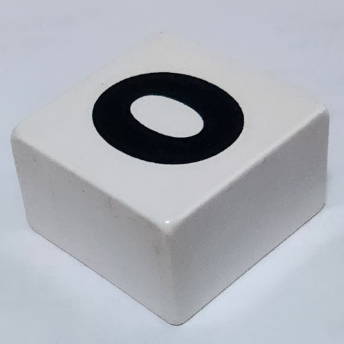Duplo Tile 2 × 2 × 1 with '0' Print White