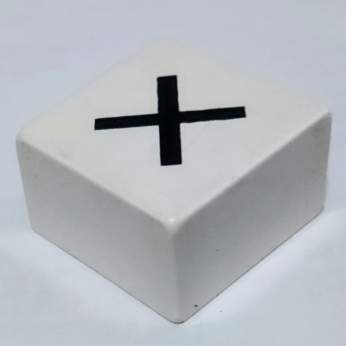 Duplo Tile 2 × 2 × 1 with Multiplication Sign 'x' Print White
