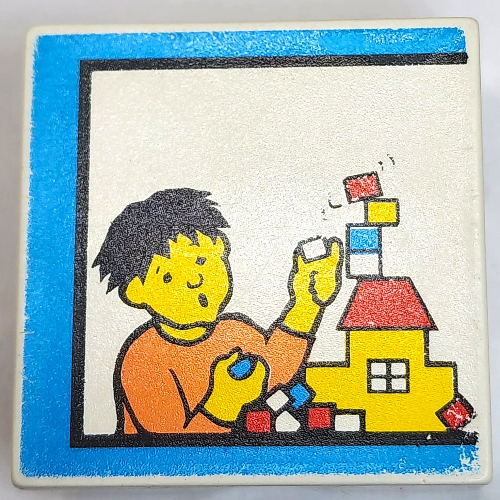 Duplo Tile 2 × 2 × 1 with Mosaic, Home 14 print - 9221-1 Weiß