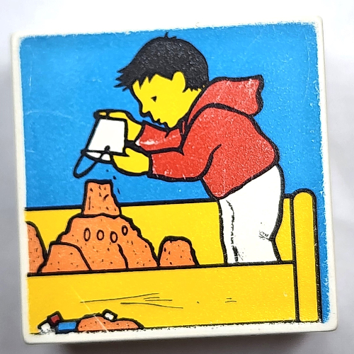 Duplo Tile 2 × 2 × 1 with Mosaic, Home 18 print - 9221-1 Weiß