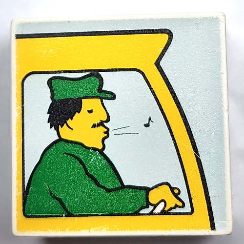 Duplo Tile 2 × 2 × 1 with Mosaic, Community 3 print - 9221-1 White
