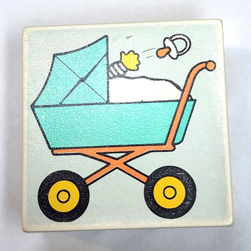 Duplo Tile 2 × 2 × 1 with Mosaic, Community 7 print - 9221-1 Weiß