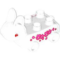 Duplo Toy Rabbit, Dark Pink Flowers Print Opal Trans-Clear