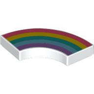 Tile 2 × 2 Curved, Macaroni with Coral/Yellow/Dark Turquoise/Medium Blue/Lavender Rainbow Print White