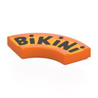 Tile 2 × 2 Curved, Macaroni with Black 'BiKiNi', Bright Light Orange Band print Orange