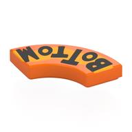 Tile 2 × 2 Curved, Macaroni with Black 'BoTToM', Bright Light Orange Band print Orange