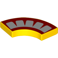 Tile 2 × 2 Curved, Macaroni with 4 Red Points and Border Print in Gelb