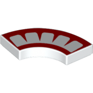 Tile 2 × 2 Curved, Macaroni with 4 Red Points and Border Print White