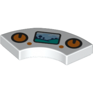Tile 2 × 2 Curved, Macaroni with Game Controller Print White