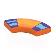 Tile 2 × 2 Curved, Macaroni with Bright Light Orange Band, Dark Purple/Dark Azure Shapes print Orange