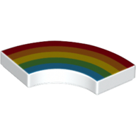 Tile 2 × 2 Curved, Macaroni with Red/Orange/Yellow/Green/Blue Rainbow Print Weiß