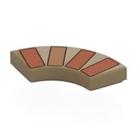Tile 2 × 2 Curved, Macaroni with Nougat/Medium Nougat Bricks print Dark Tan