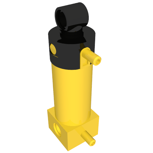 Pneumatic Cylinder with 2 Inlets Medium (48mm) with Black Top Yellow