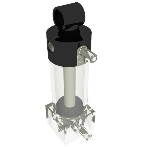 Pneumatic Cylinder with 2 Inlets Medium (48mm) with Black Top Trans-Clear