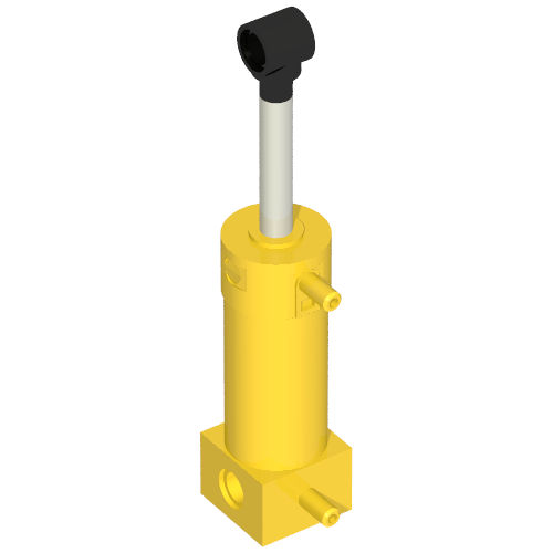 Pneumatic Cylinder with 2 Inlets Medium (48mm) with Yellow Top Yellow
