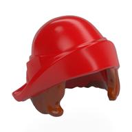 Hair and Hat, Soft Folded Brim Hat over Dark Orange Bob Cut Hair Pattern Red