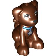 Animal, Dog, Small Sitting with Collar and Star Tag Print (Dash) Rotbraun