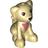 Animal, Dog, Sitting with Coral Straps (Seeing Eye Dog) Beige