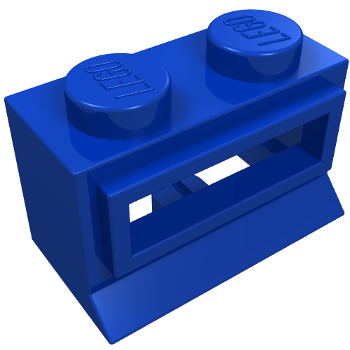 Window 1 × 2 × 1, Extended Lip, Solid Stud [no Glass] in Rot