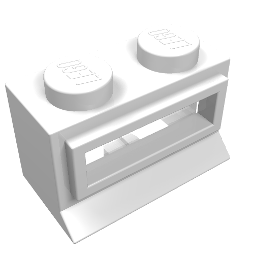 Window 1 × 2 × 1, Extended Lip, Solid Stud [with Glass] Weiß