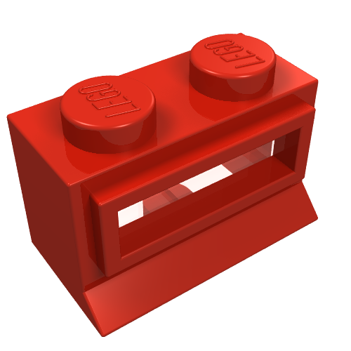 Window 1 × 2 × 1, Extended Lip, Solid Stud [with Glass] Rot
