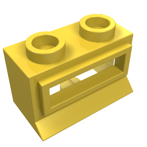 Window 1 × 2 × 1, Extended Lip, Hollow Stud [with Glass] Gelb