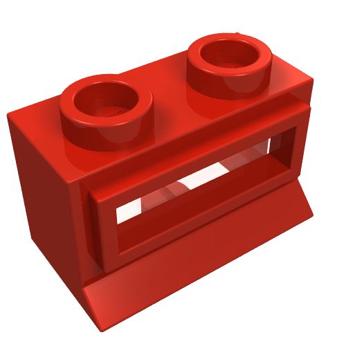 Window 1 × 2 × 1, Extended Lip, Hollow Stud [with Glass]