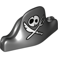 Hat Pirate with Skull and Crossed Knife and Fork Print Schwarz