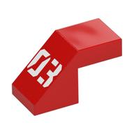 Brick Sloped 45° 2 × 1 with 2/3 Inverted Cutout and no stud with White '03' print Rot