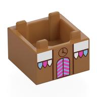 Container Box 2 × 2 × 1 with Gingerbread House, Dark Pink Doors, Clock print Mittelnougat