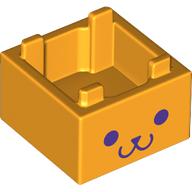 Container Box 2 × 2 × 1 Reinforced Bottom with Dark Purple Animal Face print Leuchtendes Hellorange