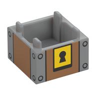 Container Box 2 × 2 × 1 Reinforced Bottom with Chest, Lock print Light Bluish Gray