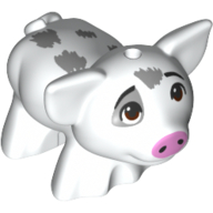 Animal, Pig, Small with Bright Light Pink Snout, Light Bluish Grey Spots, Sad (Pua) White