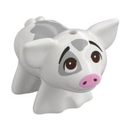 Animal, Pig, Small with Bright Light Pink Snout, Light Bluish Grey Spots, Looking Up (Pua) White