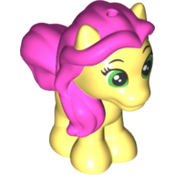 Animal, Horse / Pony with Dark Pink Mane and Tail and Green Eyes Print (Petite) Bright Light Yellow