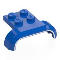 Wheel Arch, Mudguard 3 × 4 with 2 × 2 Plate with White Stripe print Blue
