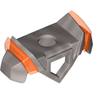 Minifig Neckwear Armor with Pentagonal Hole in Front, 2 Studs on Back, and Angular Shoulders with Trans-Neon Orange Ridges Pattern Flat Silver